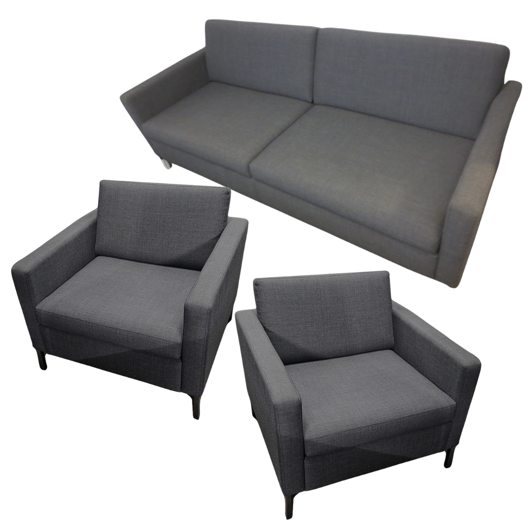 Keilhauer Doon Sofa in Dark Grey + 2 Lounge Chairs