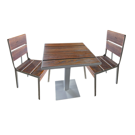 Modern Outdoor Etra 24-in Square Cafe Dining Table and 2 High-Back Dining Chairs