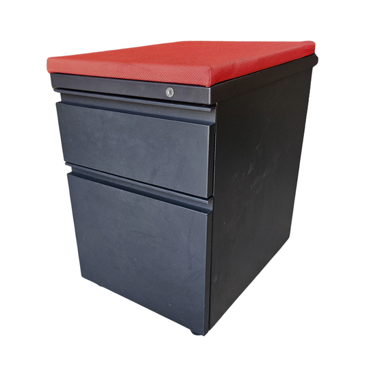 Herman Miller Meridian Mobile Pedestal with Red Cushion