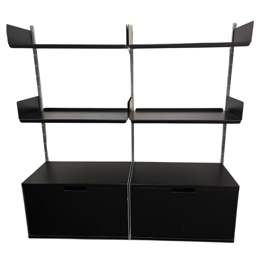 Vitsoe Shelving System with 4 Shelves and 2 Drawers in Black