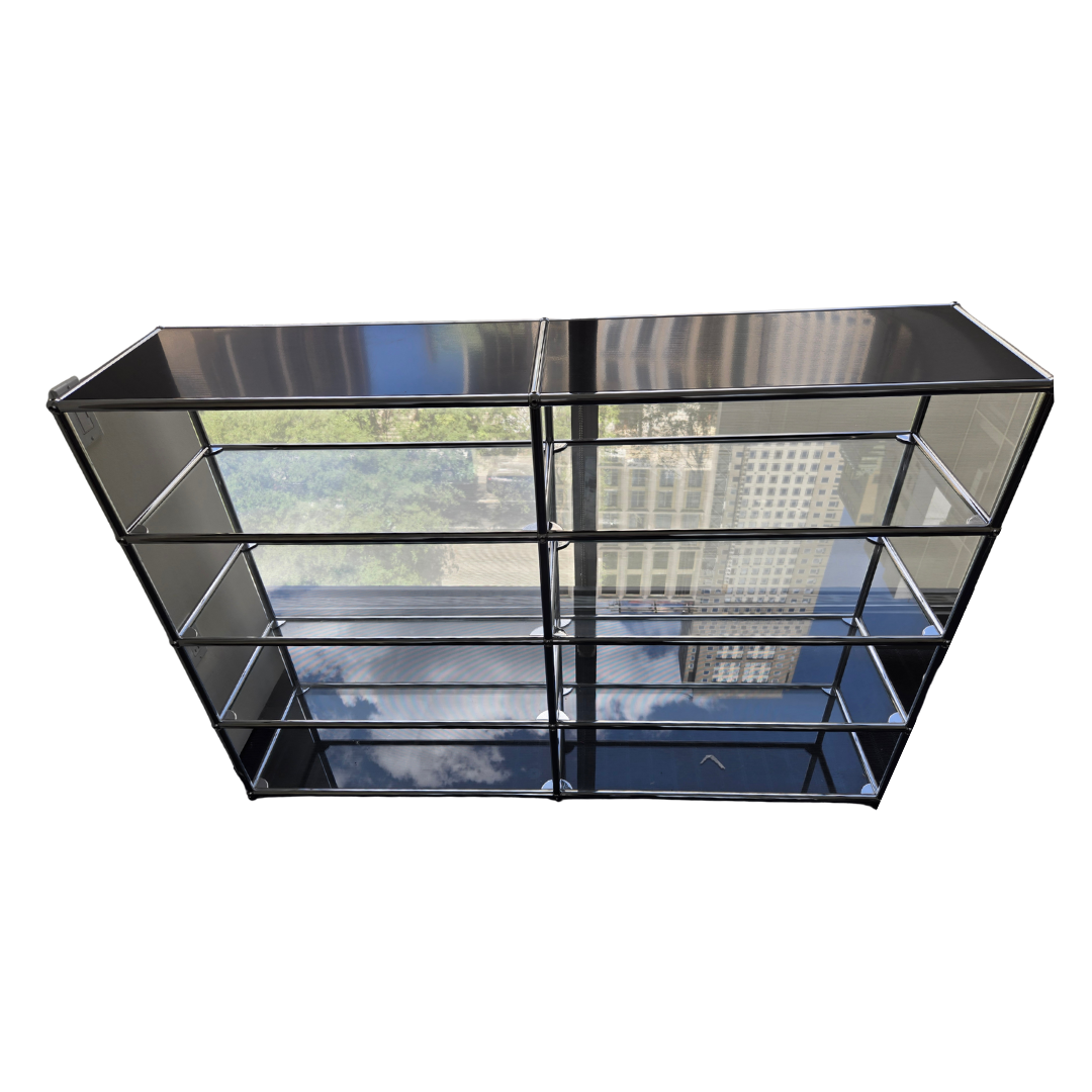 USM Haller 2x4 8-Shelf Bookcase in Glass with Black Top