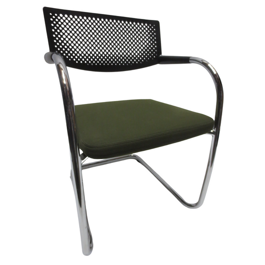 Vitra Visavis 2 Dining Armchair in Green Seat and Black Back