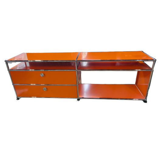 USM Haller 2x3 Cabinet / Dresser with 3 Shelves and 2 Drawers in Pure Orange