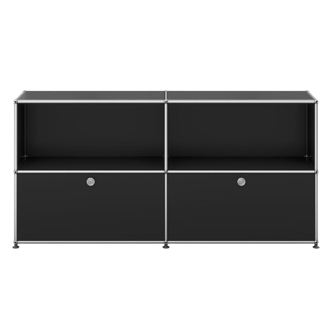 USM Haller 2x2 Cabinet / Dresser with 2 Shelves and 2 Drawers in Black