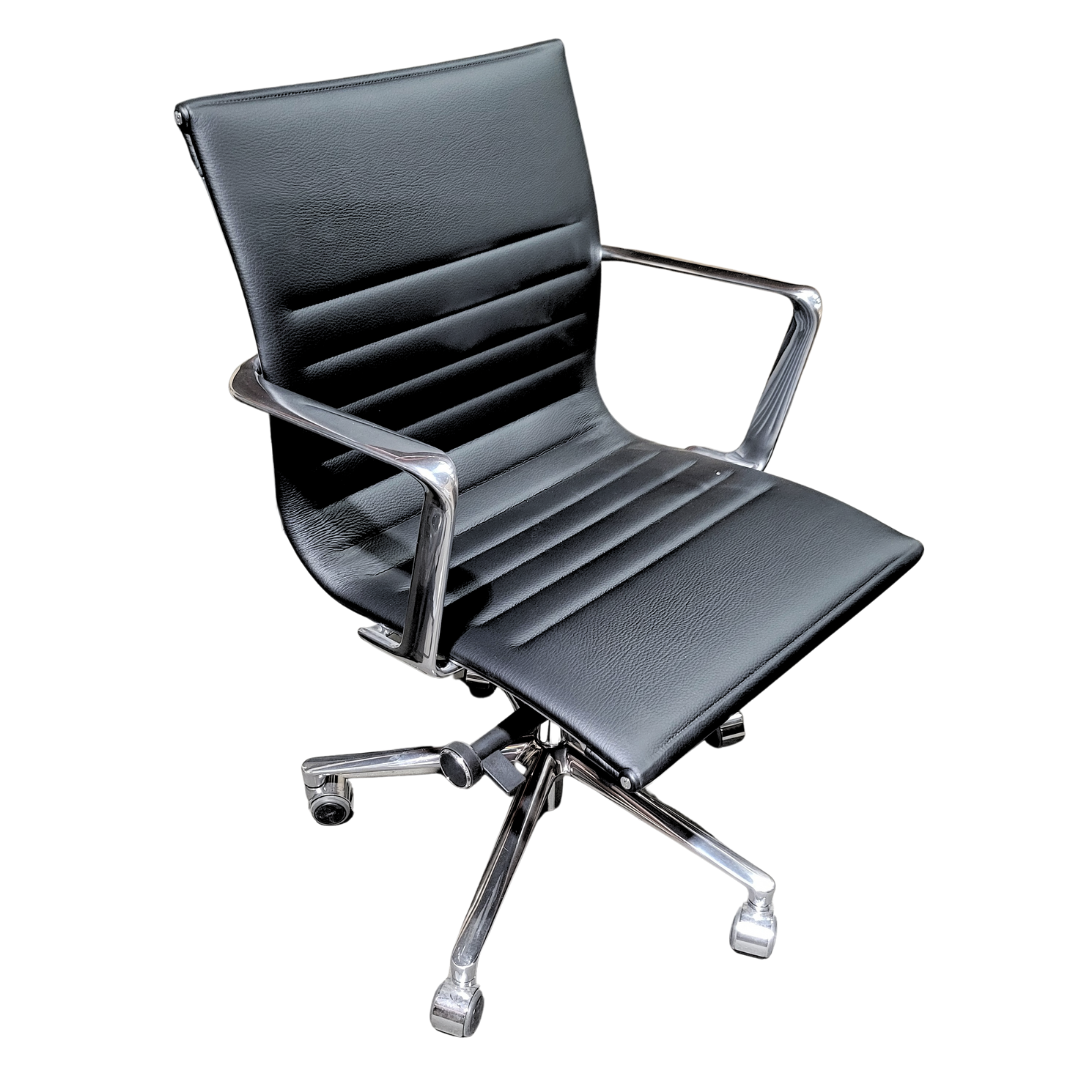 ICF Una Management Low Back Chair in Black Leather (New)