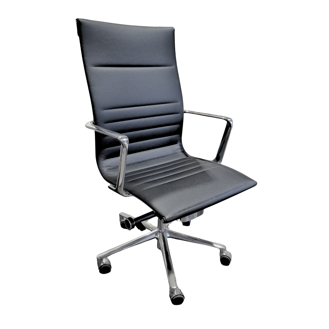 ICF Una Management High Back Chair in Black Leather (New in Box)