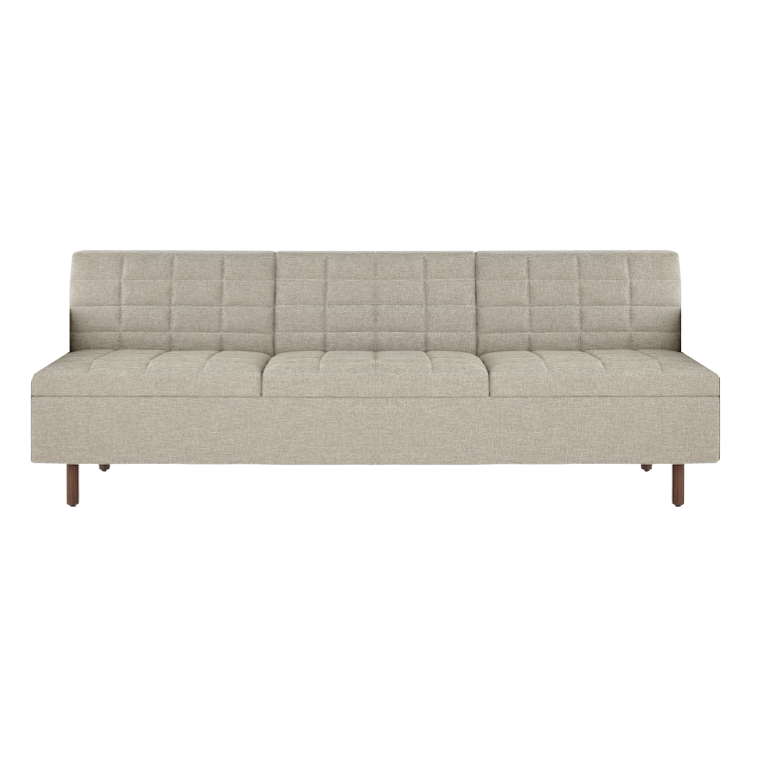 Geiger Tuxedo 3-Seat Armless Sofa in Light Grey Fabric