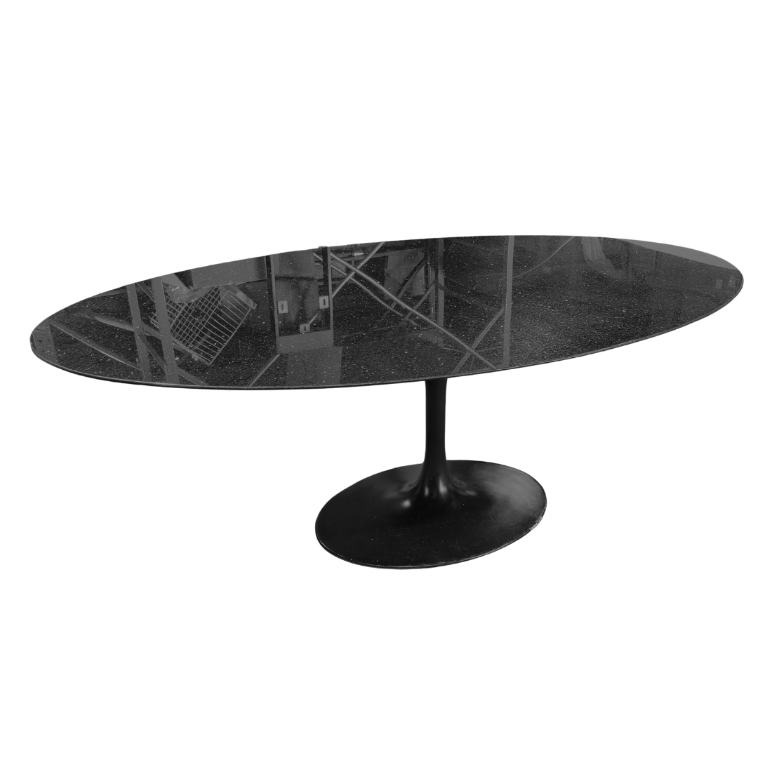 West Elm 6-ft Oval Tulip Dining Table with Black Stone Top