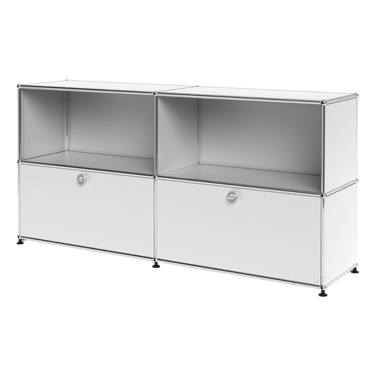 USM Haller Cabinet 2x2 with 2 Shelves & 2 Drawers in Matte Silver