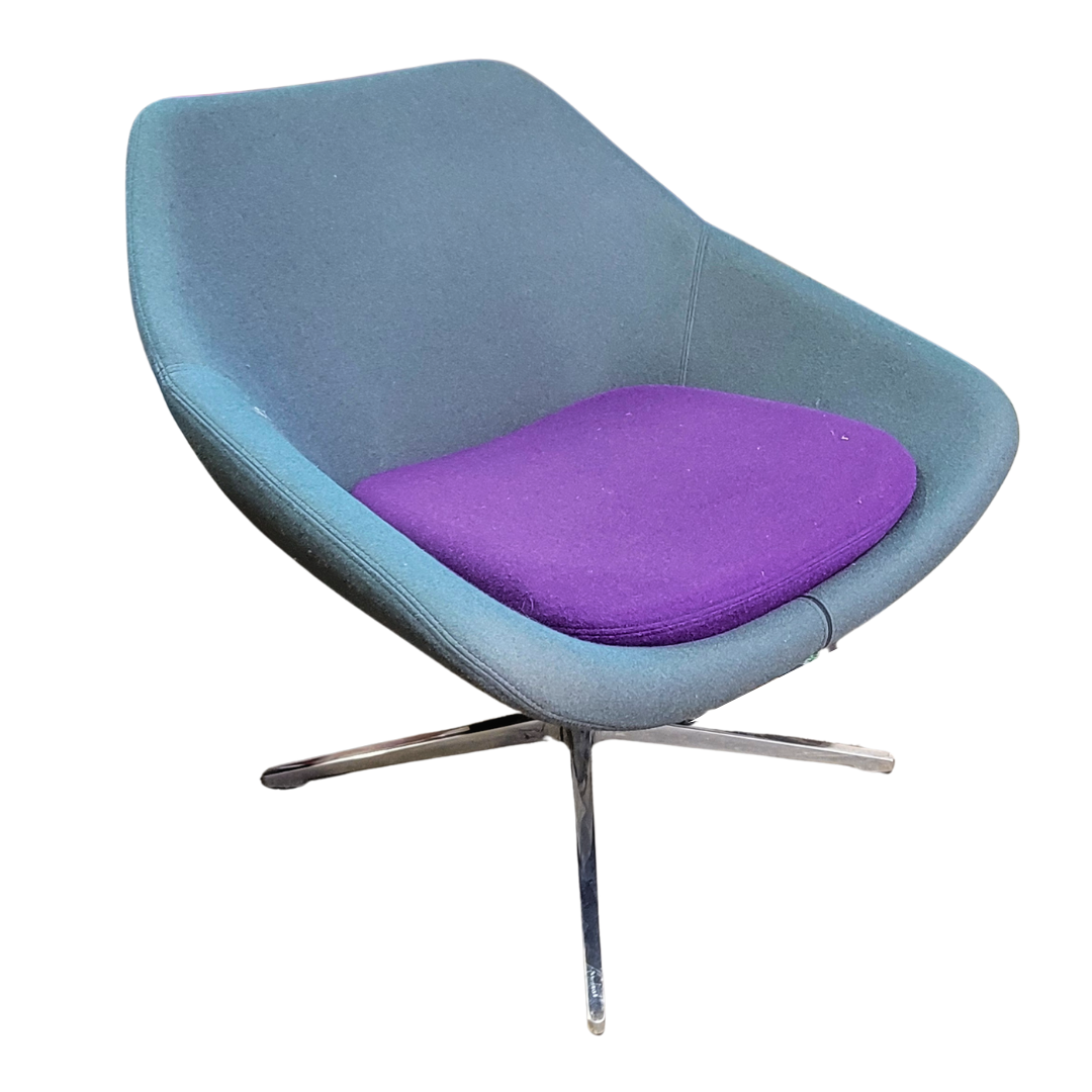 Allermuir Conic A640 Lounge Chair in Blue with Purple Seat Cushion