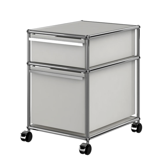USM Haller Rolling Nightstand / Pedestal File Cabinet 2-Drawer in Light Grey