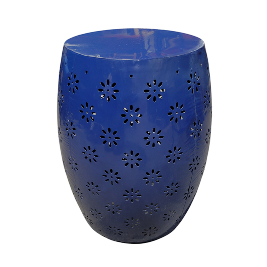 Floral Cut Metal Drum Side Table