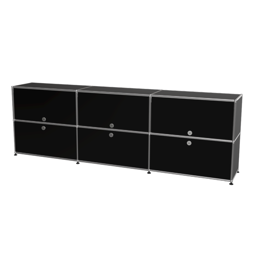 USM Haller Cabinet / Console 3x2 with 6 Doors in Black