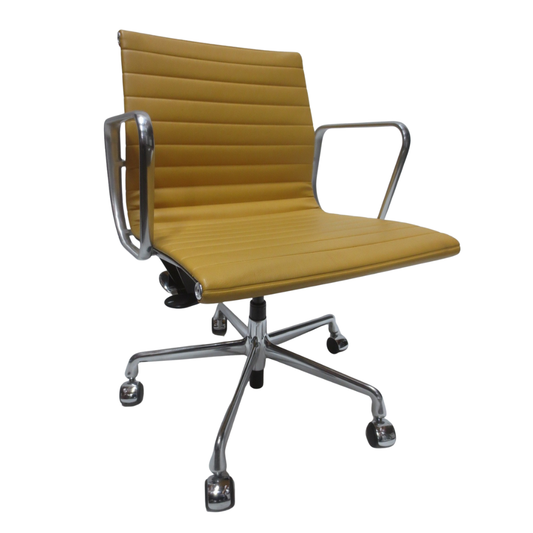 Herman Miller Eames Aluminum Group Management Chair in Butterscotch Leather