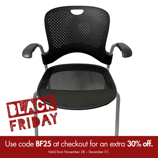 Herman Miller Caper Armchair in Black with Mesh Seat and Grey Legs