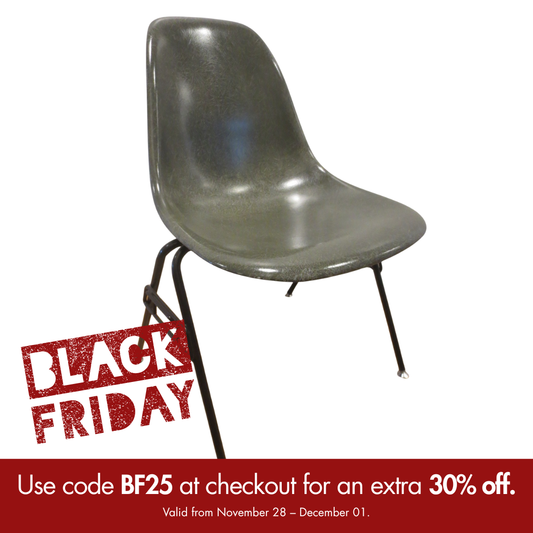 Modernica Case Study (Eames-Style) Side Chair in Dark Grey with Metal Legs