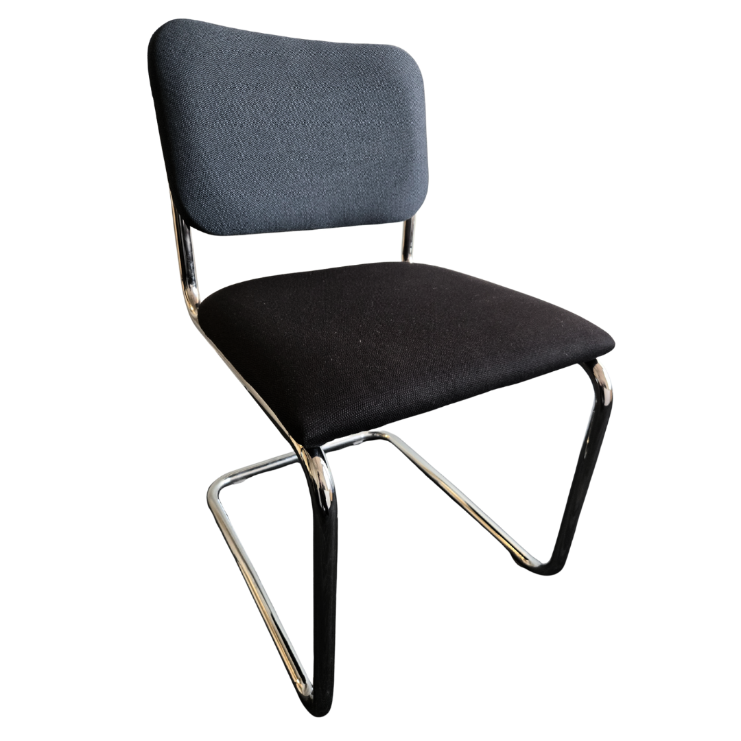 Knoll Cesca Upholstered Side Chair with Black Seat and Blue Back
