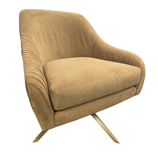 West Elm Roar & Rabbit Swivel Lounge Chair in Pleated Mustard Velour