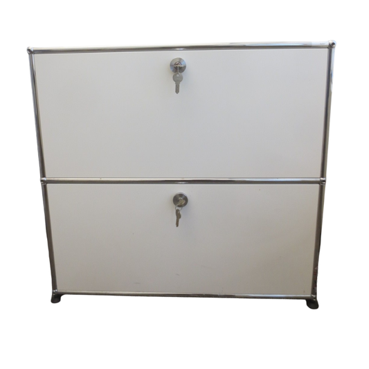 USM Haller Cabinet 1x2 with 2 Drawers in White