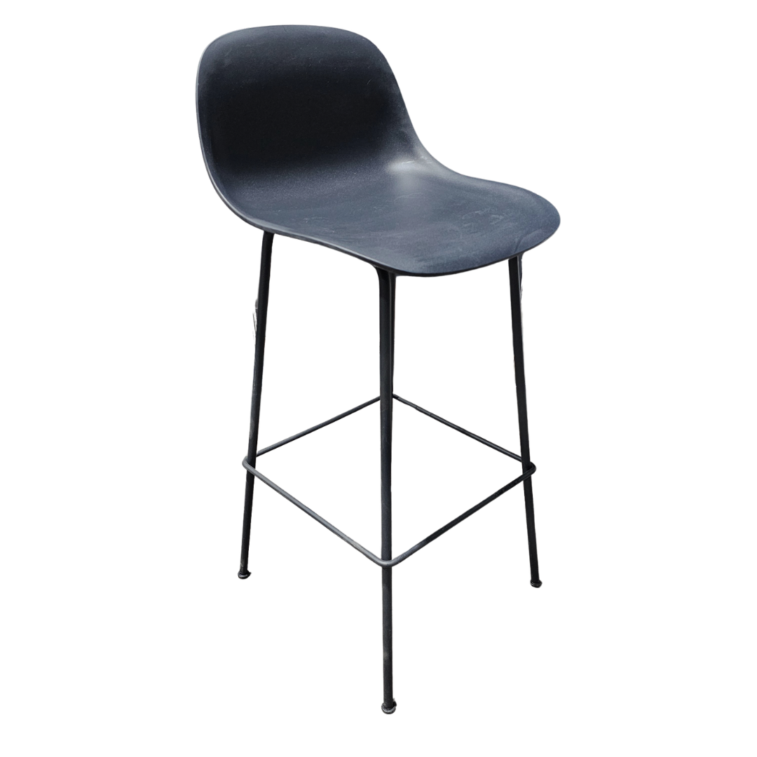 Muuto Fiber Bar Height Stool in Dark Grey with Tube Base