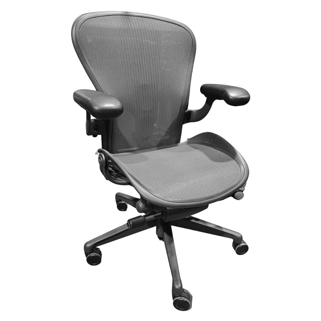 Herman Miller Remastered Aeron Chair, Size B, in Graphite with Posturefit SL