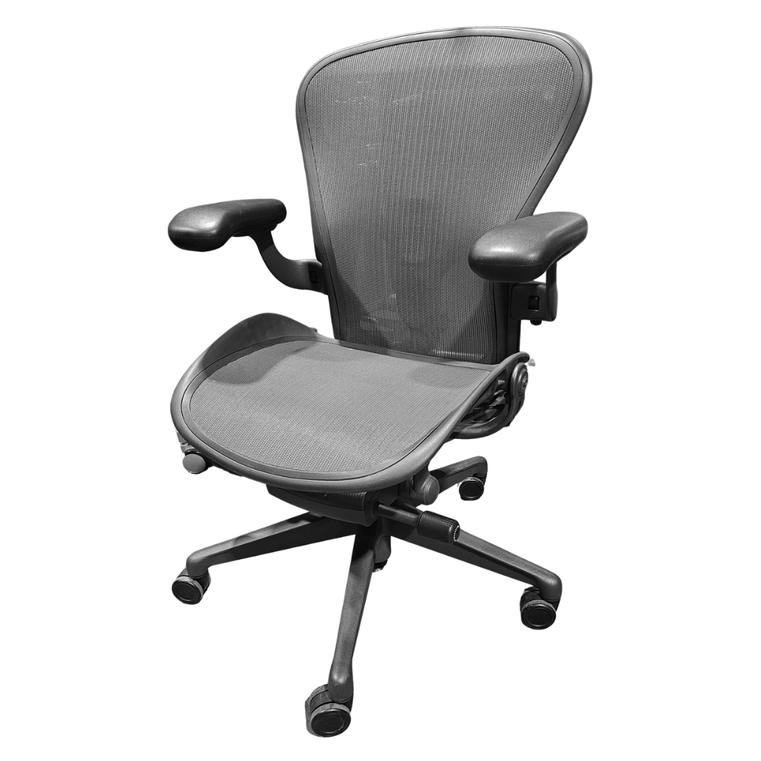 Herman Miller Remastered Aeron Chair, Size C, in Graphite with Posturefit SL