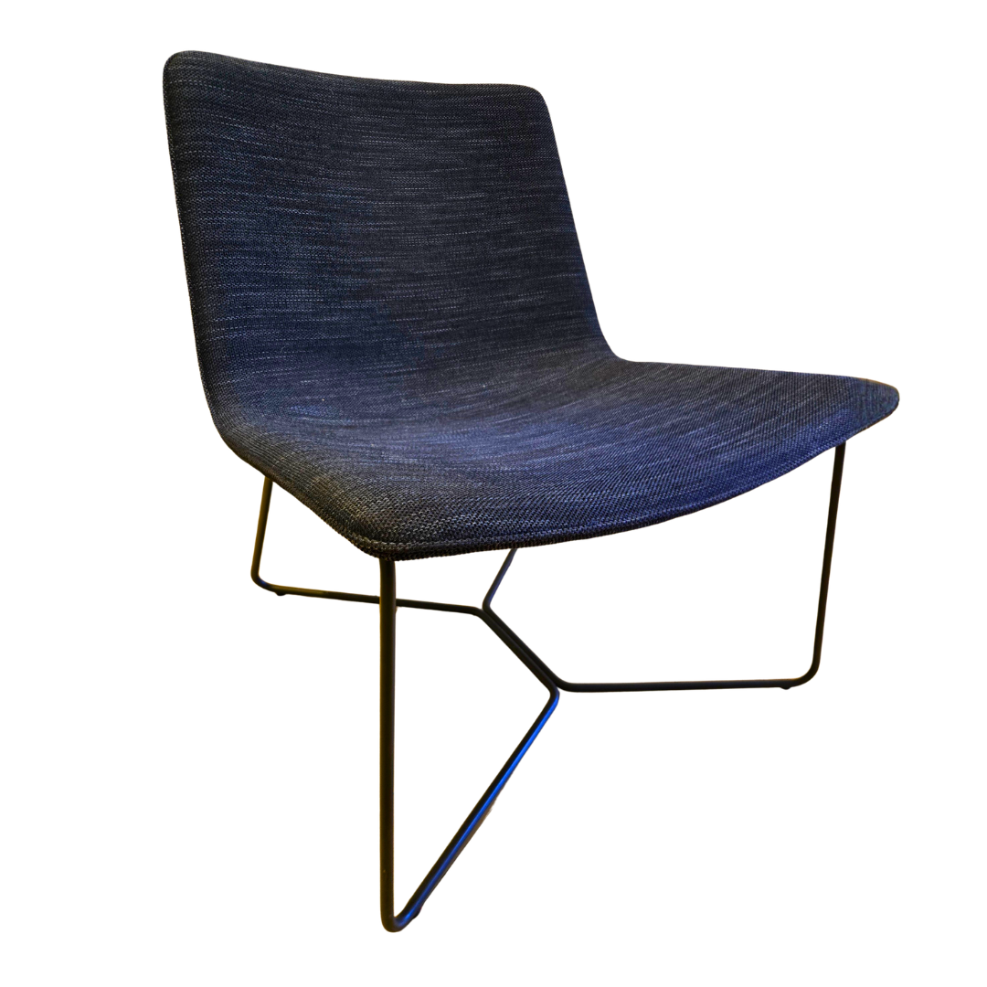 West Elm Slope Lounge Chair in Blue Fabric