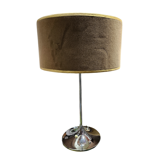 Arlus Chrome Table Lamp with Brown Suede Shade (Vintage)
