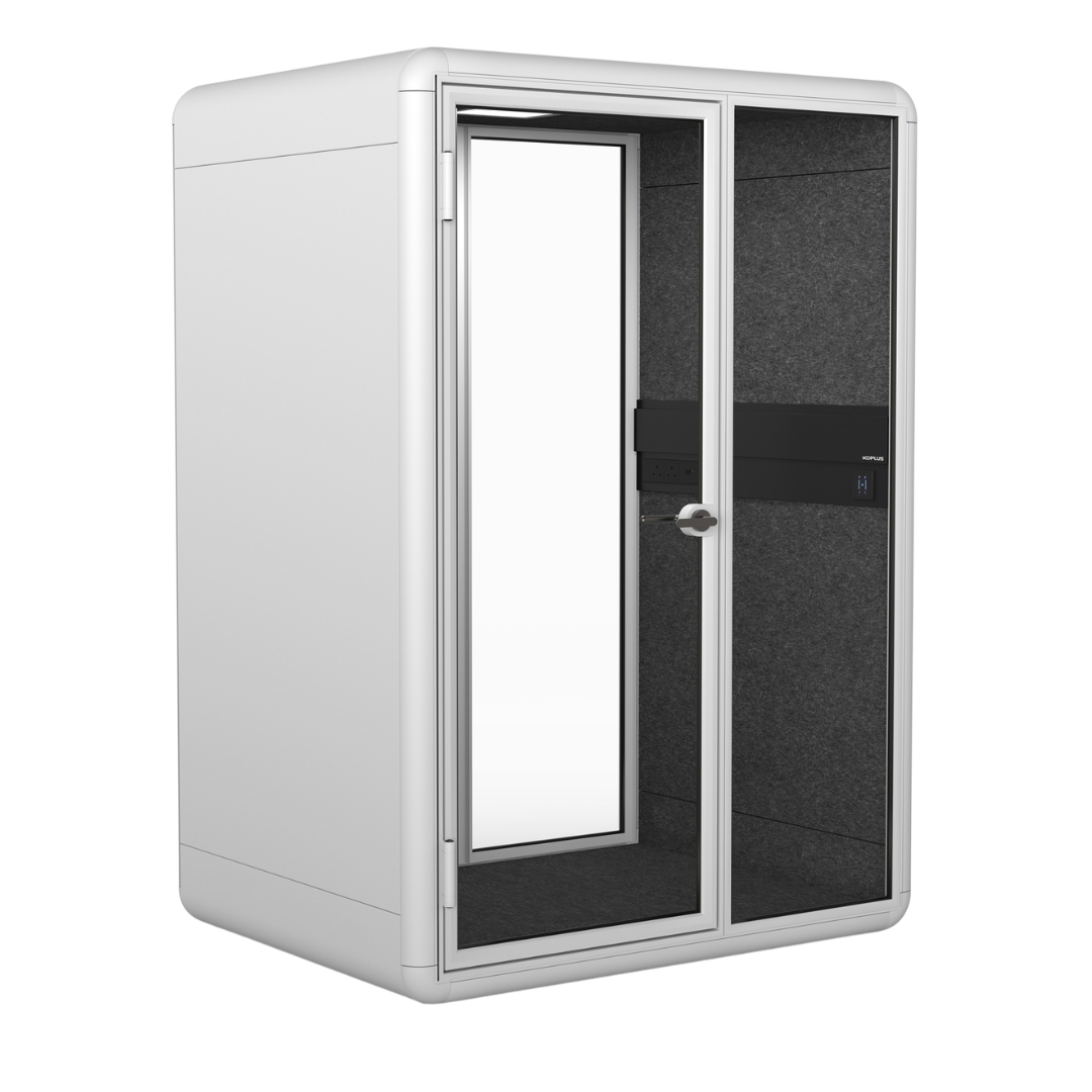 Poppin Kolo Midi Phone Booth + Poppin Key Table and Chair