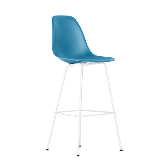 Herman Miller Eames Plastic Molded Bar Height Stool in Peacock Blue
