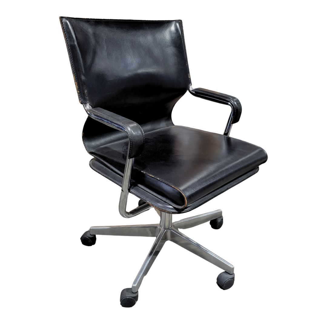 Marcatré Archizoom Desk Chair in Black Leather