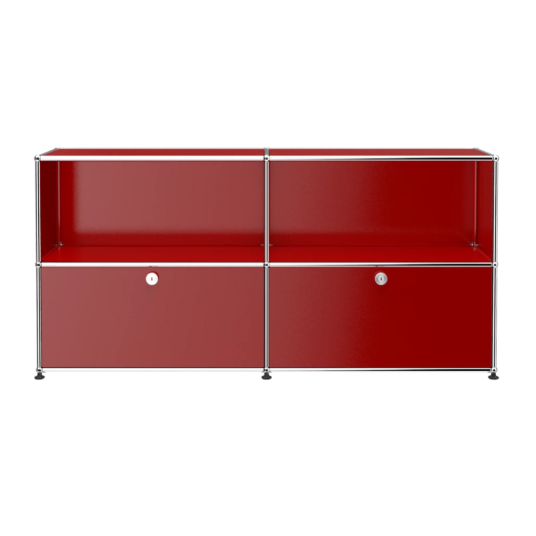 USM Haller 2x2 Cabinet / Dresser with 2 Shelves and 2 Drawers in Red