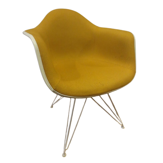Herman Miller Eames Molded Armchair with Eiffel Legs in Yellow Fabric
