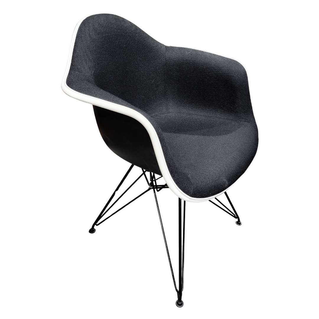 Herman Miller Eames Molded Armchair with Eiffel Legs in Black Fabric