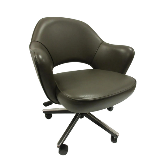 Knoll Saarinen Executive Armchair with Swivel Base in Volo Olive Leather