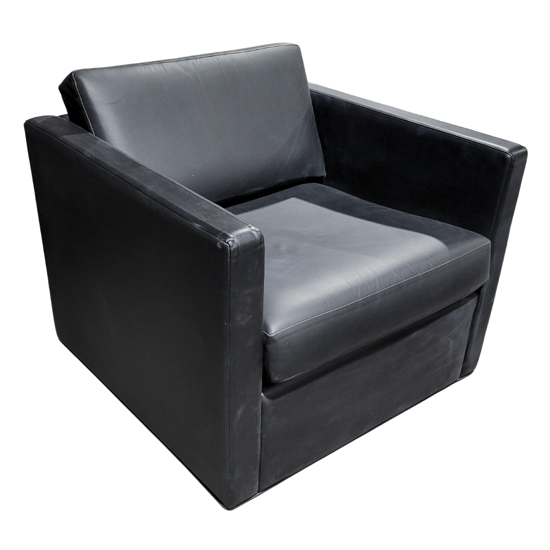 Brandford Furniture Modern Leather Lounge Chair in Black