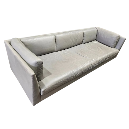 Restoration Hardware Cloud 10x3.5-ft Grey Leather Sofa (with Arms)