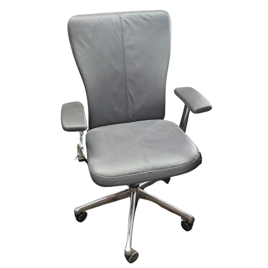 Haworth Zody Leather Office Chair in Grey