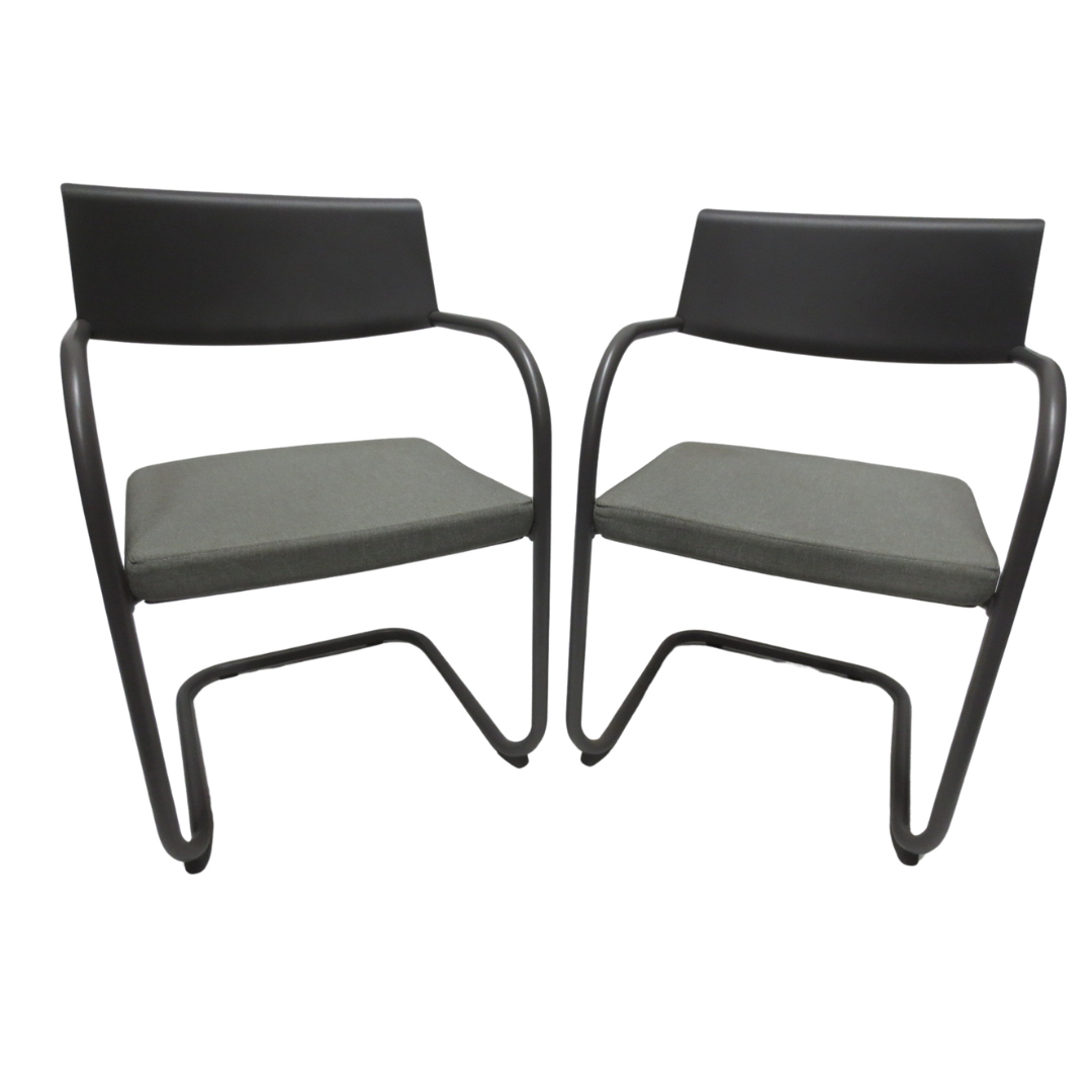 Knoll Moment Guest Chairs in Grey - A Pair