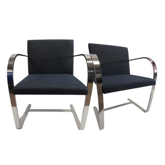 Knoll BRNO Chairs in Blue Fabric - A Pair (Vintage)