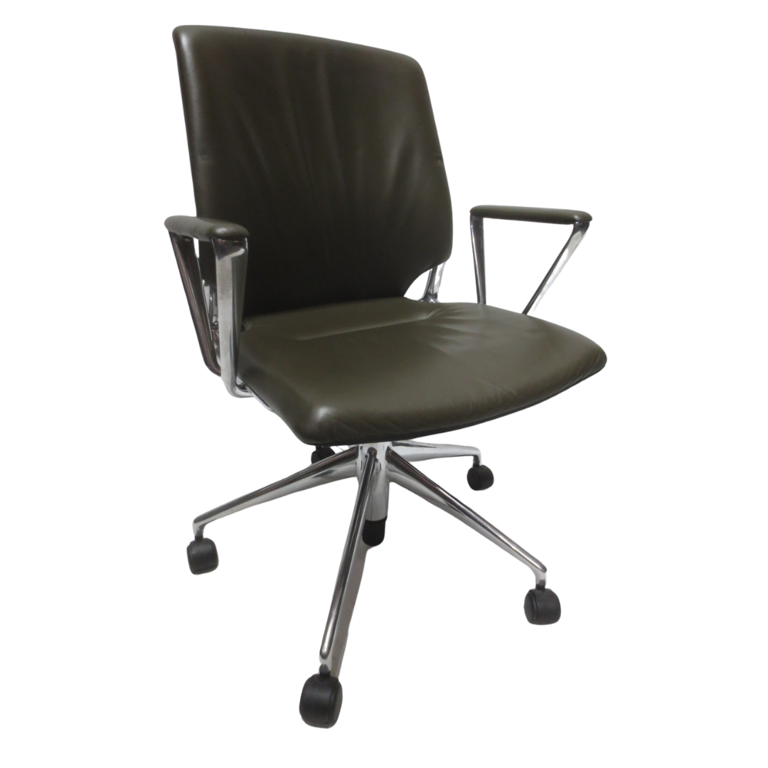 Vitra Meda Conference Chair in Grey-Green Leather