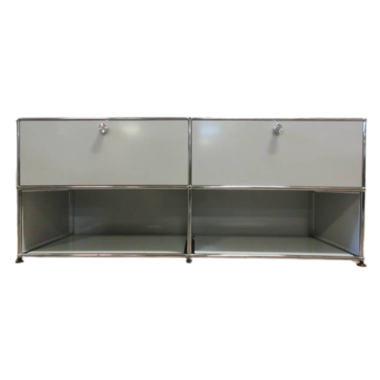 USM Haller Cabinet 2x2 with 2 Drawers & 2 Shelves in Light Grey