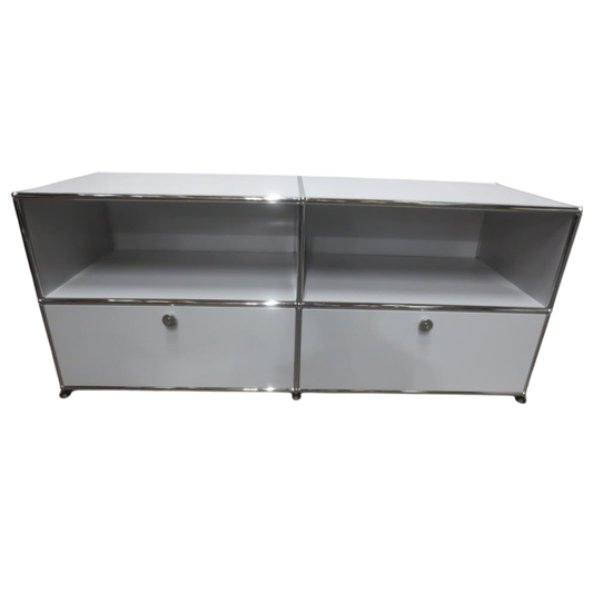 USM Haller 2x2 Cabinet with 2 Shelves & 2 Drawers in Light Grey