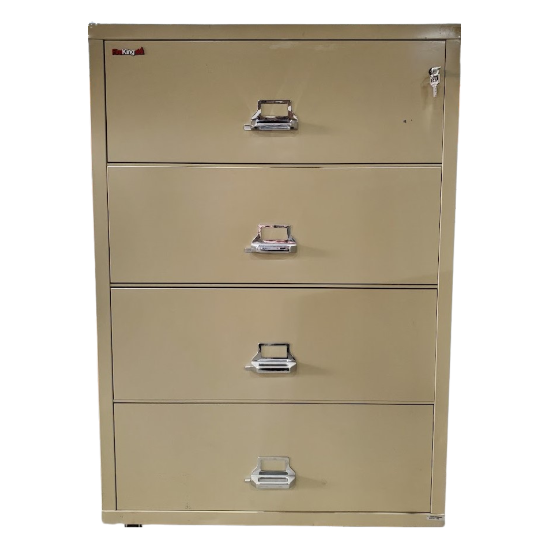 FireKing 4-Drawer Fireproof Lateral File Cabinet, 38-in, in Beige