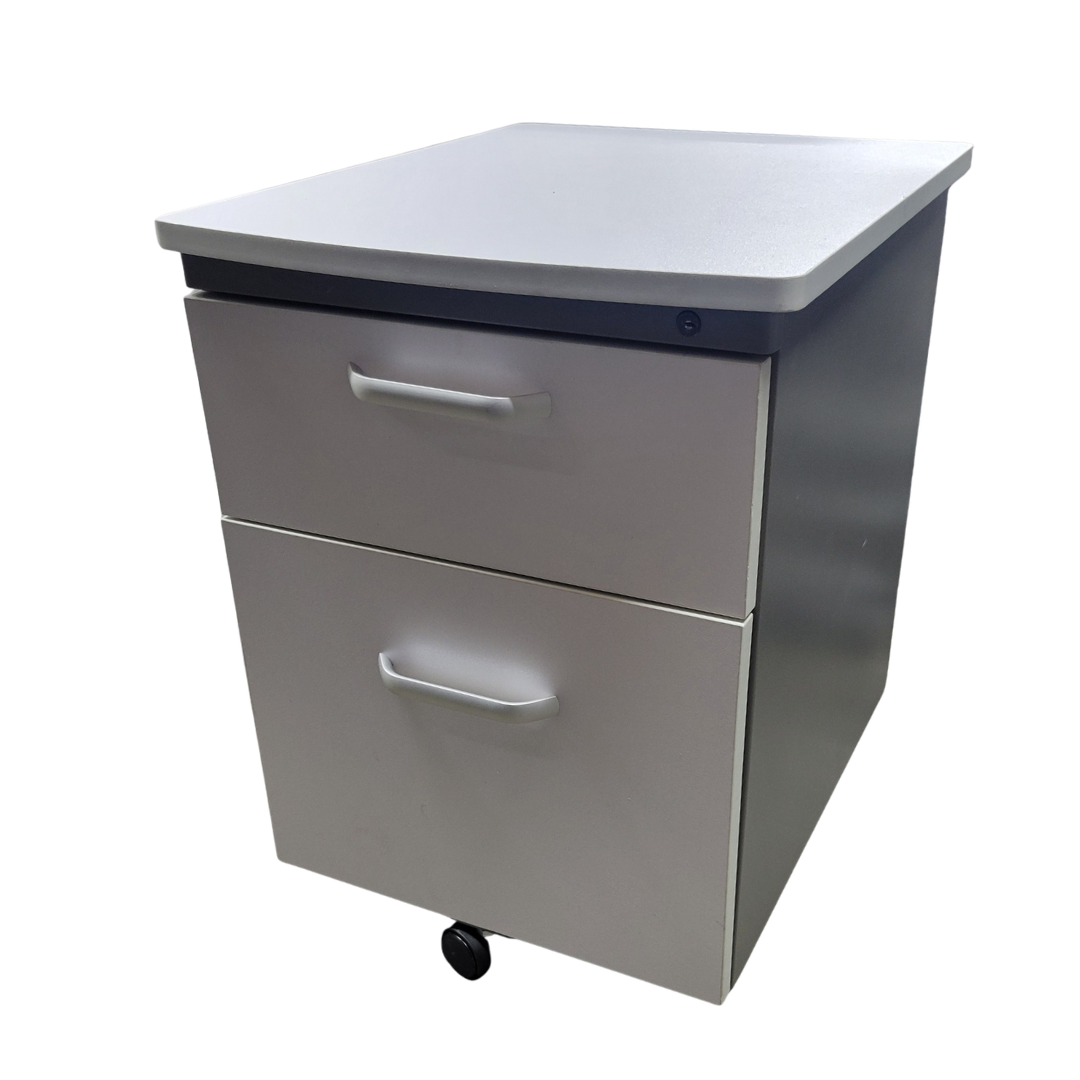 Two-Drawer Mobile Pedestal Filing Cabinet in Light Grey / Dark Grey