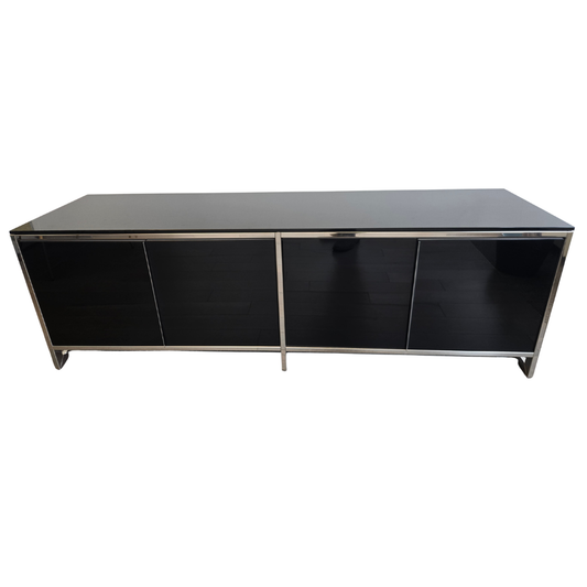 Custom Italian 6-ft 4-Door Console with Black Glass Top