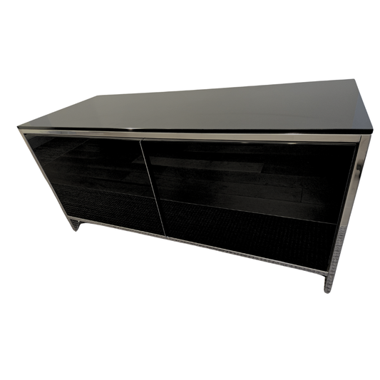 Custom Italian 4-ft 2-Door Console with Black Glass Top