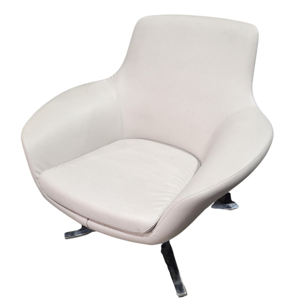 Coalesse Bob Swivel Lounge Chair in Light Taupe Leather