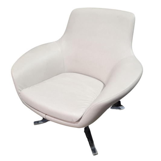 Coalesse Bob Swivel Lounge Chair in Light Taupe Leather
