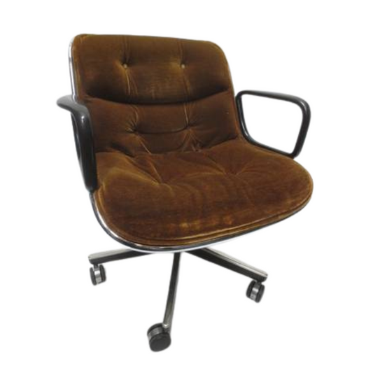 Knoll Pollock Executive Chair in Brown Velour - Some Buttons Missing